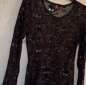 Vintage Y2K Royal Bones Long Sleeve Shirt Top Sheer Sculls Gothic Xl